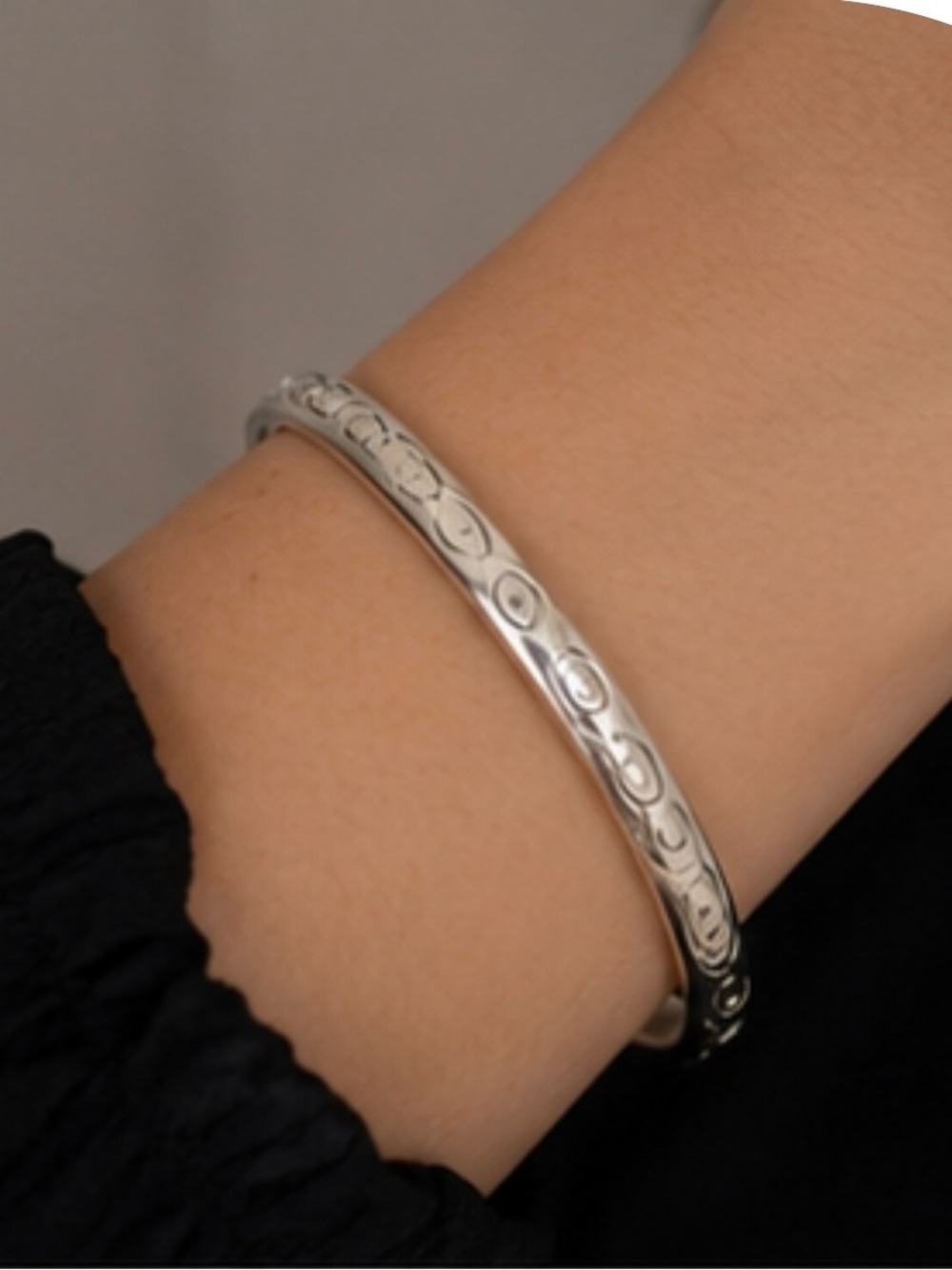 Sterling Silver Engraved Bangle Bracelet marked Alpaca